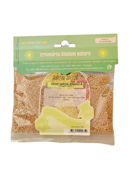 Sementes de mostarda branca 50g - Ervanaria Shalom Nature.