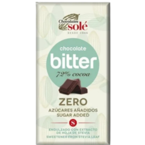 Chocolate Bitter 72% cacau sem adição de açúcar Solé